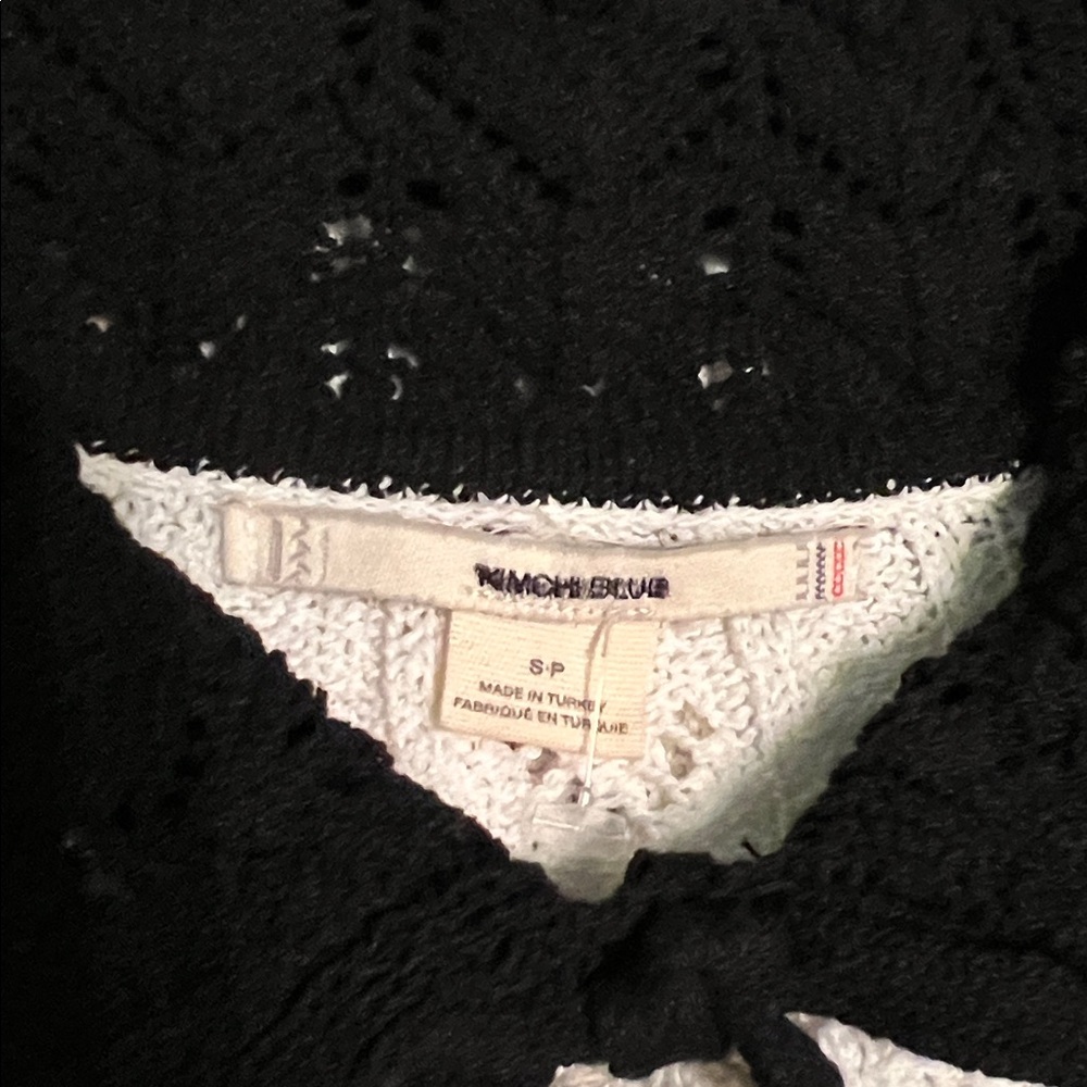 NWOT Kimchi Blue Carlie Pointelle Short Sleeve Sweater Cream Black Small - Picture 12 of 13